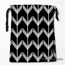 Изготовленные на заказ черно-белые волнистые Сумки на шнурке с принтом модные дорожные сумки для хранения мини сумка для плавания, походов, игрушек размер 18x22 см 171203-04-10