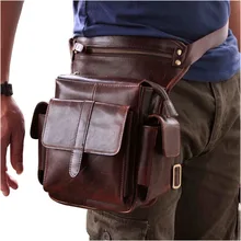 Мужская винтажная маленькая сумка-мессенджер с ремнем Crazy Horse из натуральной кожи, сумка на талию, сумка на ногу, 8 дюймов, 913-5