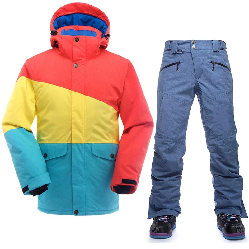 SAENSHING العلامة التجارية بدلة تزلج الرجال الجبلية التزلج دعوى للرجال للماء الحرارية على الجليد سترة + بناطيل تزلج تنفس الشتاء الثلوج