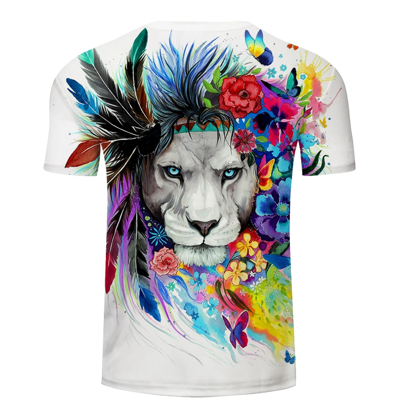 Rey del bosque por Pixie fría arte 3D camisetas de los hombres León impreso camisetas verano Tops Tees Plus 6XL Camiseta marca ZOOT