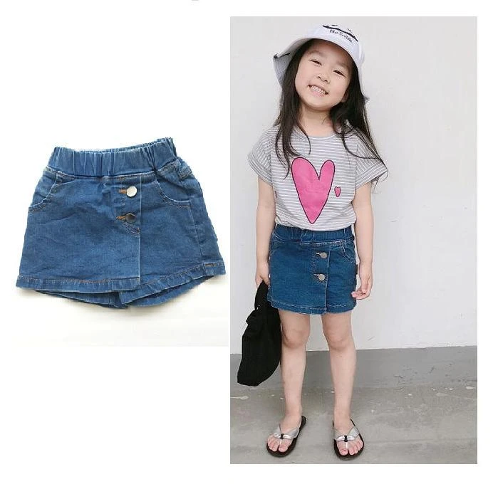 varilla En honor Pastor Denim Falda pantalones para las niñas verano primavera bebé algodón azul  Jeans botón diseño falso 2 Unid faldas moda niños ropa|Pantalones cortos| -  AliExpress