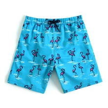 Летние Новые мужские купальники синие Фламинго печати шорты купальные шорты мужские купальный костюм Sunga пляжные шорты для активного отдыха доска серфинг плавание костюм
