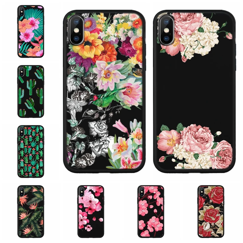 sakura Flower Japan Cherry blossoms Funny Black silicone Phone Case Colorful Cover for iPhone 8 7 6 6S Plus X XS XR MAX Z648 |