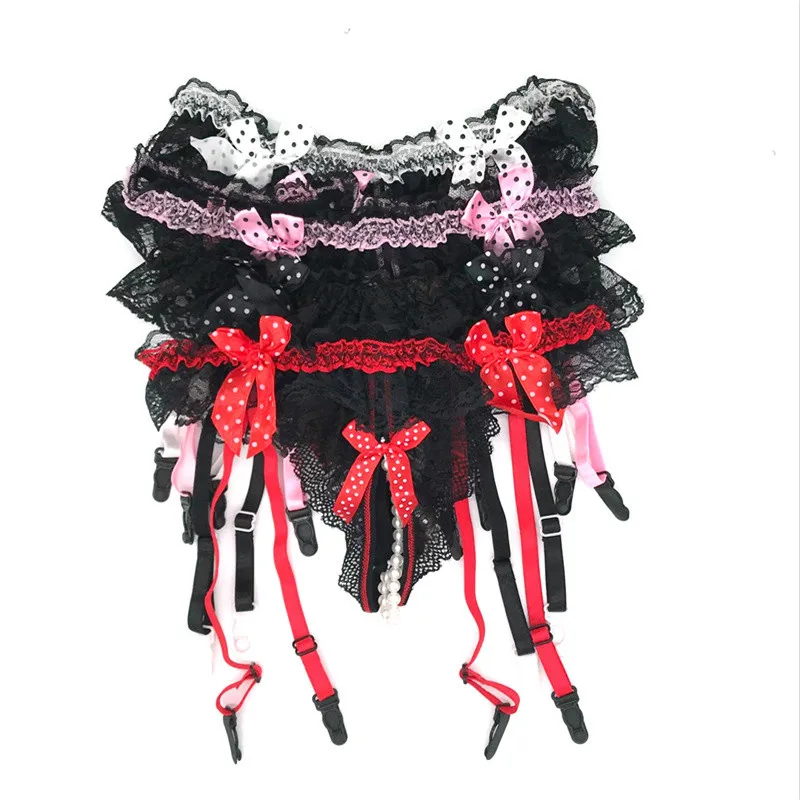 

Women Intimates Sexy Garter Belt Temptation Sexy Lingerie Lace Massage Pearl Waist Harness Suspenders For Thigh High Stockings