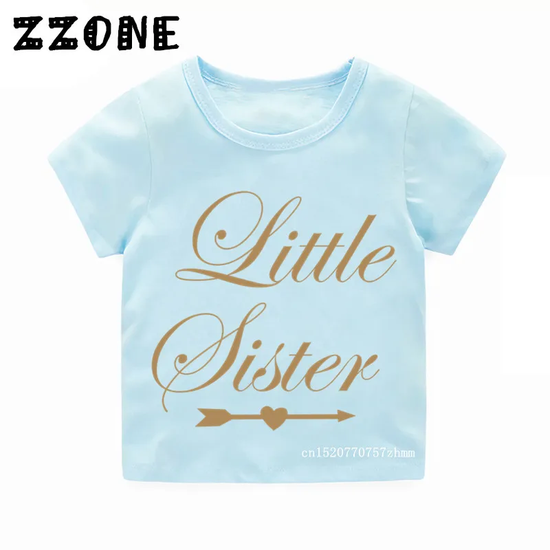 Детская модная футболка детская с надписью Little Sister детские летние топы короткими