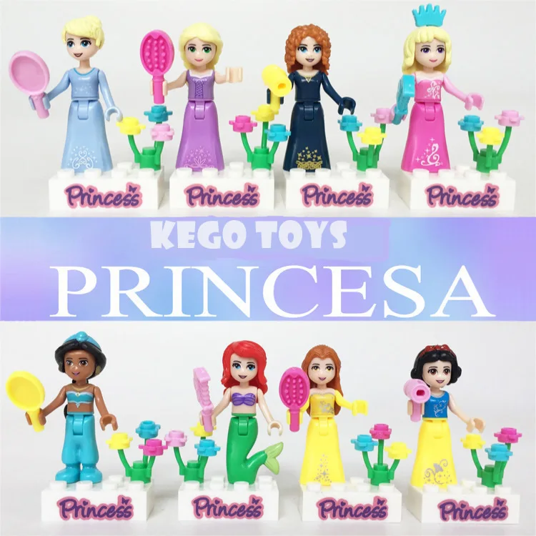 

Girl Toys White Snow Tinker Bell Princess Elf Doll Figure Olaf Fairy Tale Queen Anna Building Blocks Sets Models Toys
