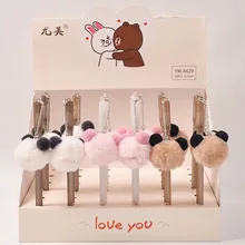 36 шт./лот Новые Креативные канцелярские принадлежности плюшевый медведь оптом гелевая ручка с подвеской для волос шариковая подарочная ручка