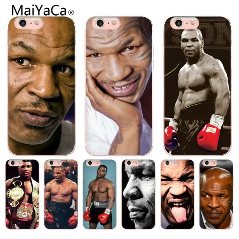 

MaiYaCa Mike Tyson Coque Shell Phone Case Transparent for Apple iPhone 8 7 6 6S Plus X 5 5S SE 5C Mobile Cases