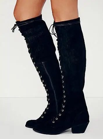Schwarz braun Größe Herbst grey grau rot Frau Reißverschluss 35 brown Winter Wildleder Blockabsatz Stiefel Für red Cm Black 42 5 Lange Seitlichem Schnüren Kniehohe wfUqvng0Z
