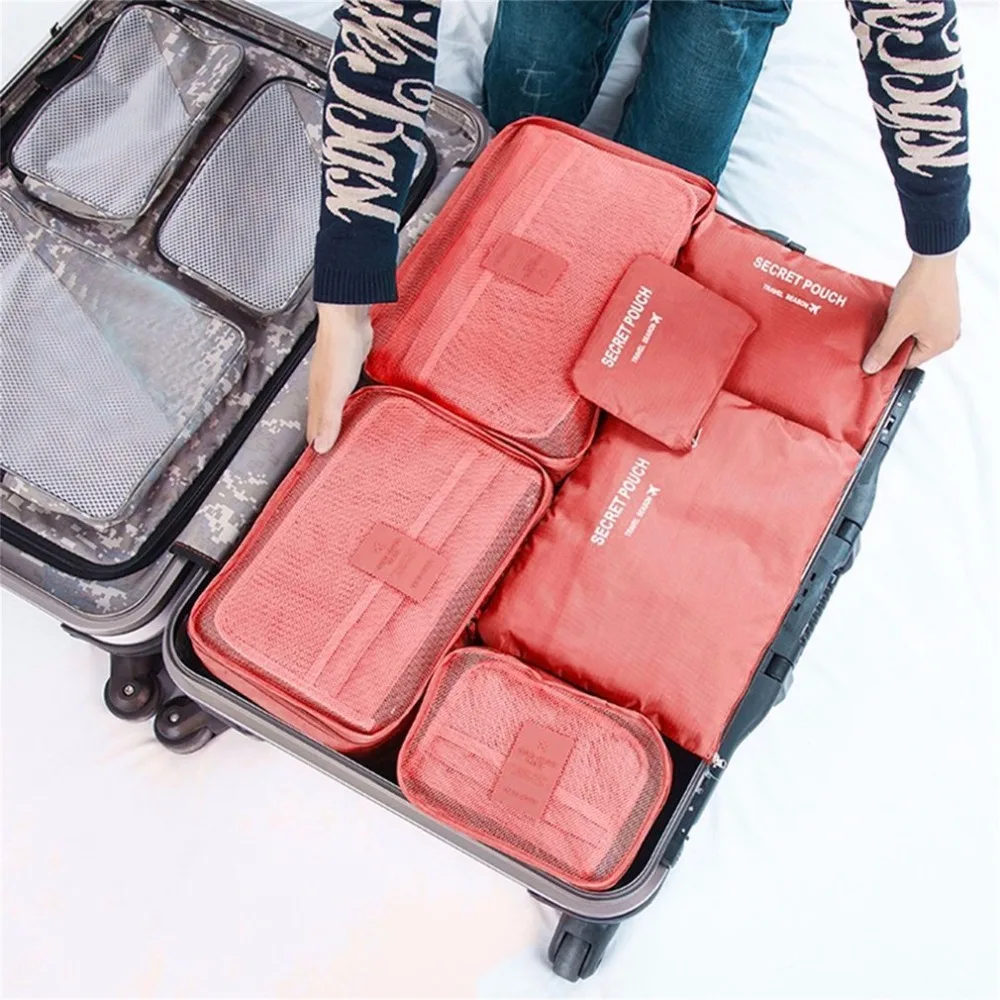 

2018 6pcs/set Women Rganiser Organizers Bag Travel Bags Nylon Packing Cubes Portable Large Capacity Luggage Clothes Tidy Sorting