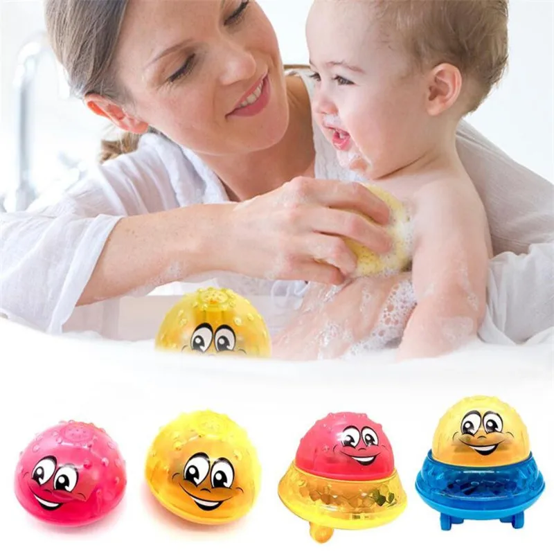 Funny Baby Bath Toys Electric Induction Water Spray Toys for Children Light& Music Rotatable Kids Swiming Pool Play Water Toys