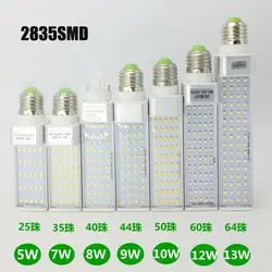 10 шт. Светодиодная лампа E27 G24 SMD 5050 2835 Light 180 degeree AC85-265V 7 Вт 8 Вт 9 Вт 10 Вт 11 Вт 12 Вт 13 Вт LED горизонтальный разъем лампы