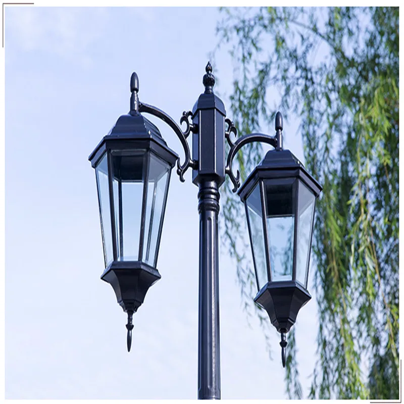 Waterdichte Aluminium spuitgieten Straat Licht Outdoor Landschap Lamp Nooit Roest Tuin Yard Gangpad Straatverlichting Zwart