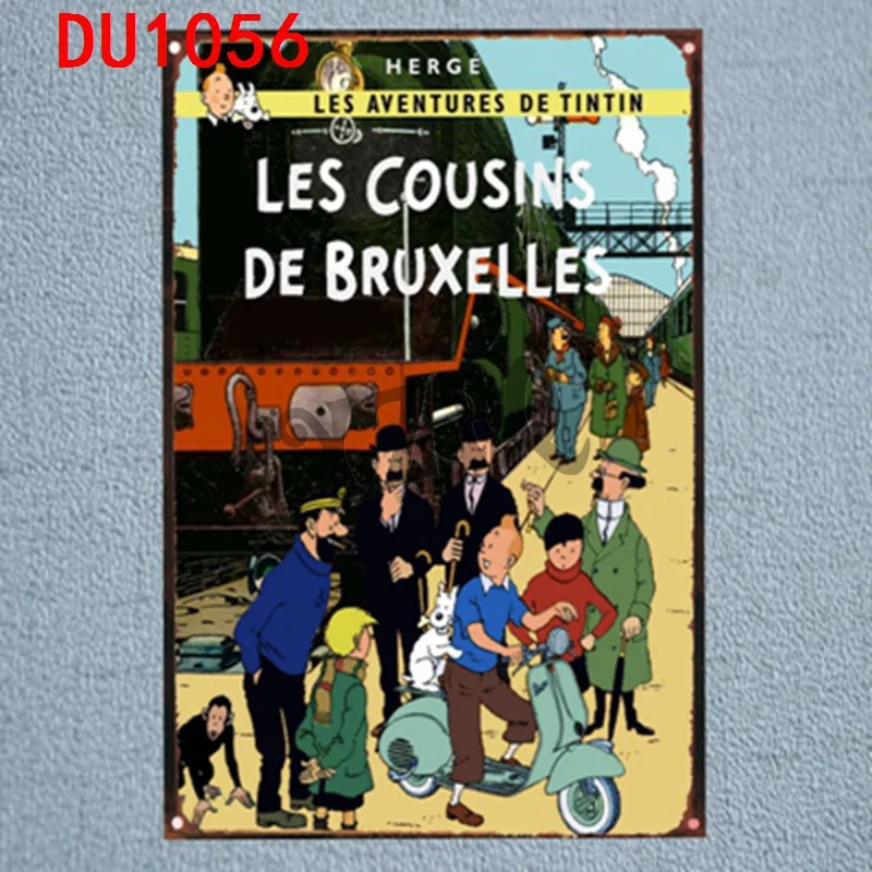 Тинтин C Книги по искусству Ун Олово Признаки металлическая пластина стены паб комнаты малыша дома Книги по искусству вечерние Декор Винтаж железа плакат куадрос DU-1048 - Цвет: DU1056