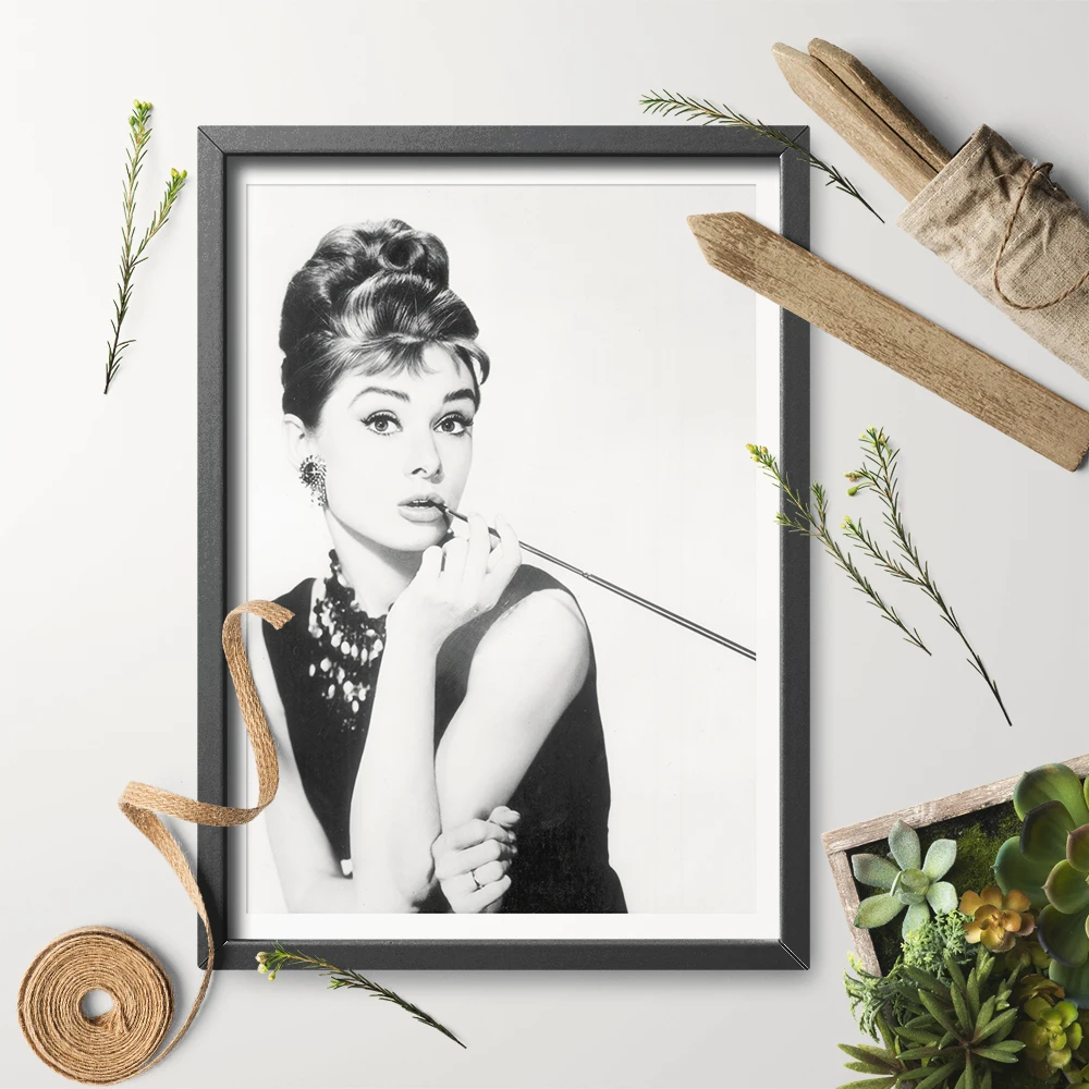 

Black And White Audrey Hepburn Medium Haircut Photo Print Poster Canvas Painting Art Print Wall Art Home Decor No Frame