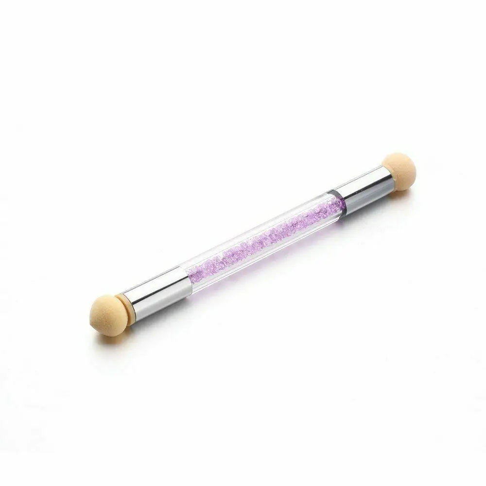 1 Набор губчатых головок, острые круглые Сменные кисти для пудры, тени, градиентная ручка, короткая ручка, инструмент для дизайна ногтей, УФ-Гель-лак - Цвет: Purple