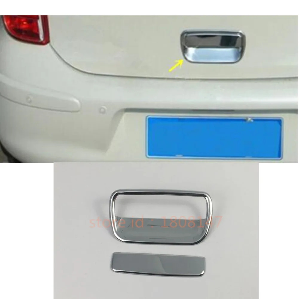 

Car cover protection detector trims ABS chrome/stainless steel handle rear back Bowl cover 2pcs For Nissan March 2011-2017