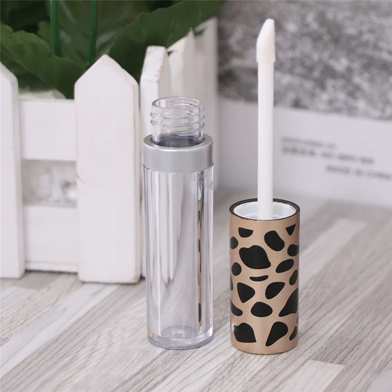 5ml High Quality Empty Leopard Clear Lip Gloss Tube DIY Cosmetic Lip Balm Bottle Container ABS Lid& PS Bottle Free Shipping