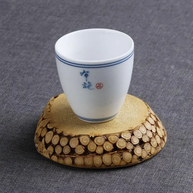 

1 PC 7-10 CM Insulation Pad Natural Bamboo Root Tea Cup Teapot Holder Coaster Crafts Table Decorations Gift For Friend Family