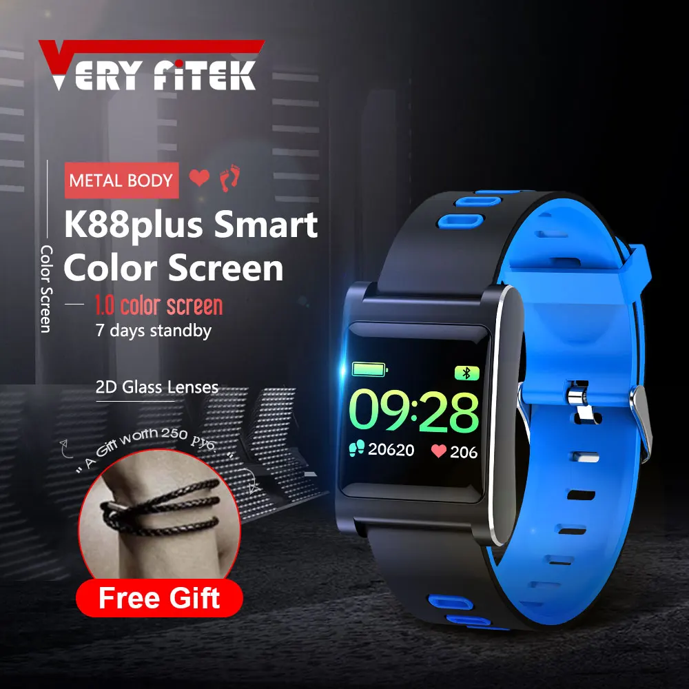 VERYFiTEK K88 плюс Цвет Экран умный Браслет большой 50 слова Multi Язык сообщение Push Фитнес