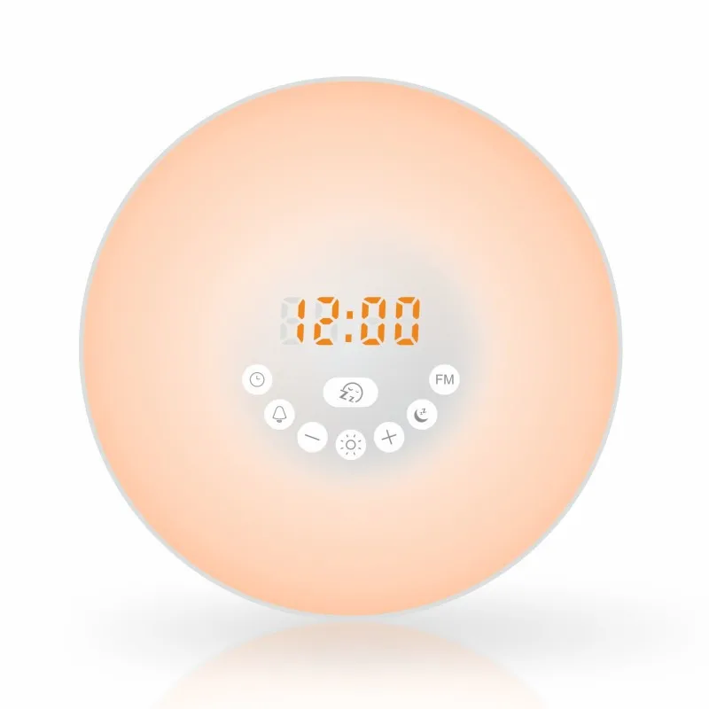Естественный Будильник-вверх Световой будильник светодиодный Многофункциональный свет моделирование sunrise обратного отсчета красочные изменения цифровой будильник