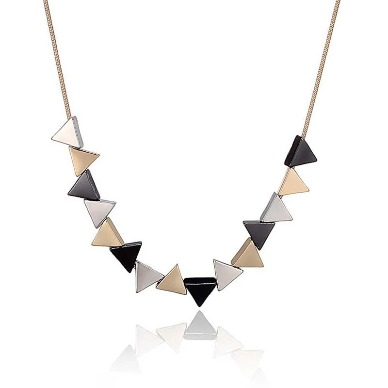 

Precious unique geometric triangle alloy shaped pendant necklace 2016 new trendy vintage jewelry party for women bijoux