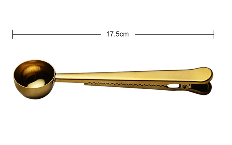 2Pcs Coffee Scoops Stainless Steel Coffee Spoon Clip Gold Color 2 In 1 Measuring Spoon with Bag Clip Ground Coffee Tea Scoop Coffeeware Kitchen Tools (6)