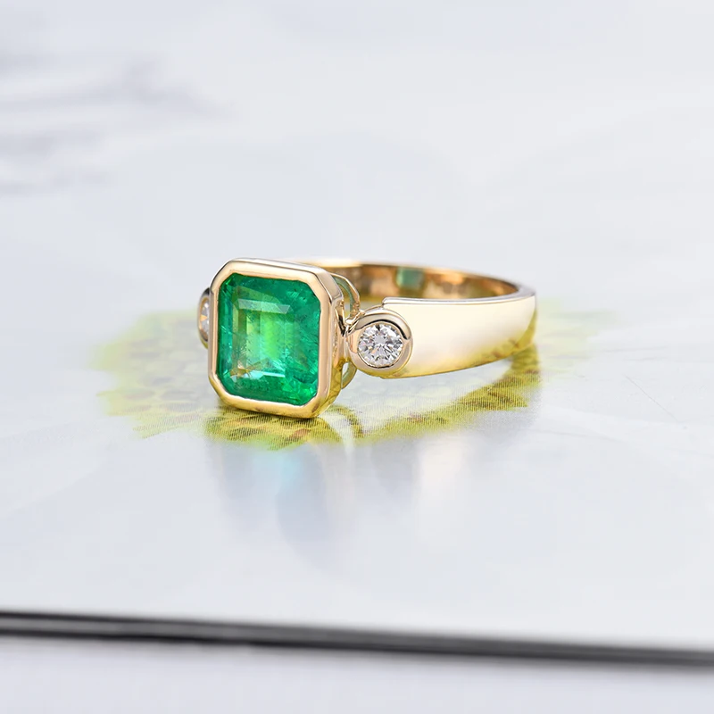 Женское кольцо с изумрудами loverювелирное изделие подарок для матери 14Kt/AU585 желтое