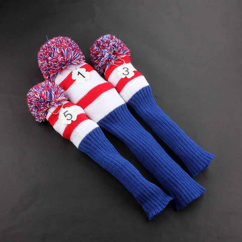 Golf headcover Wool Pompom Golf Head cover Knit Head Covers for Golf