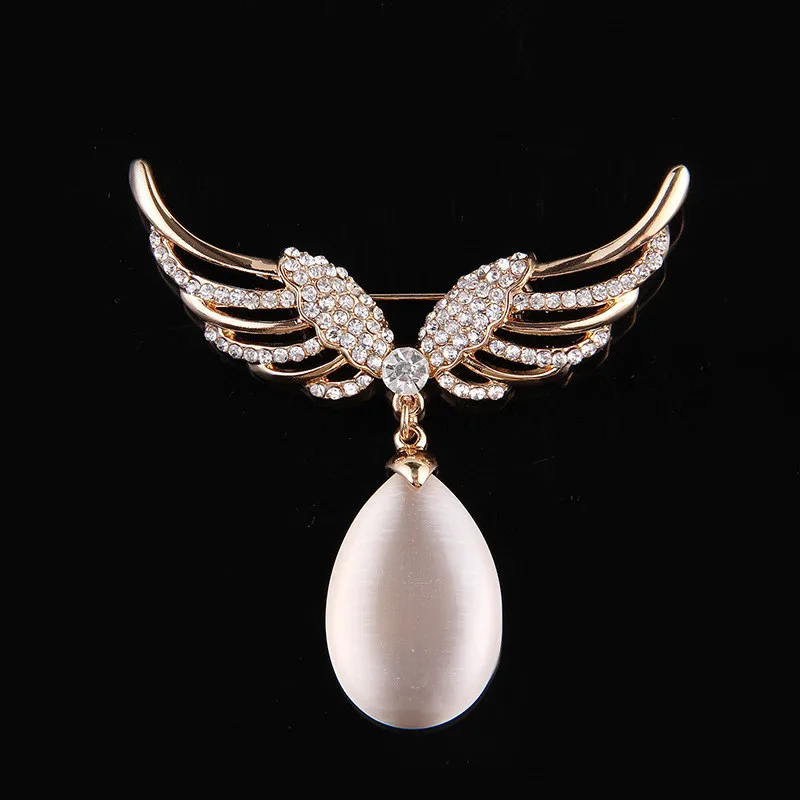 Buy Rhinestone brooch shirt collar pin women angel