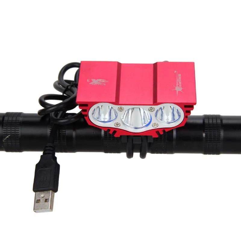 Excellent USB Cycling LED Lights 10000LM LED Bike Headlamps 3XT6  XM-L LED Bike Light with 6400mAh Battery Pack+Charger 4