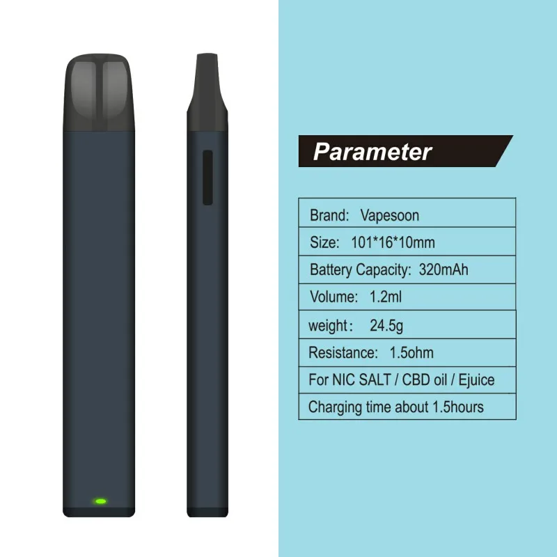 vapesoon Apod Kit Vape Pod System Kit 1.2ml Refillable Cartridge 320mAh Pod Device e-Cigarette ePacket Free Shipping
