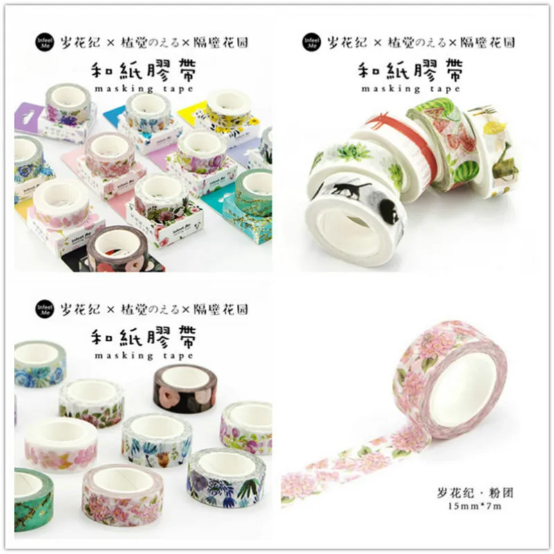 

15mm x 7m kawaii washi tape lovely Rose pattern halloween decorative Masking Tapes School stationery Supplies christmas gift