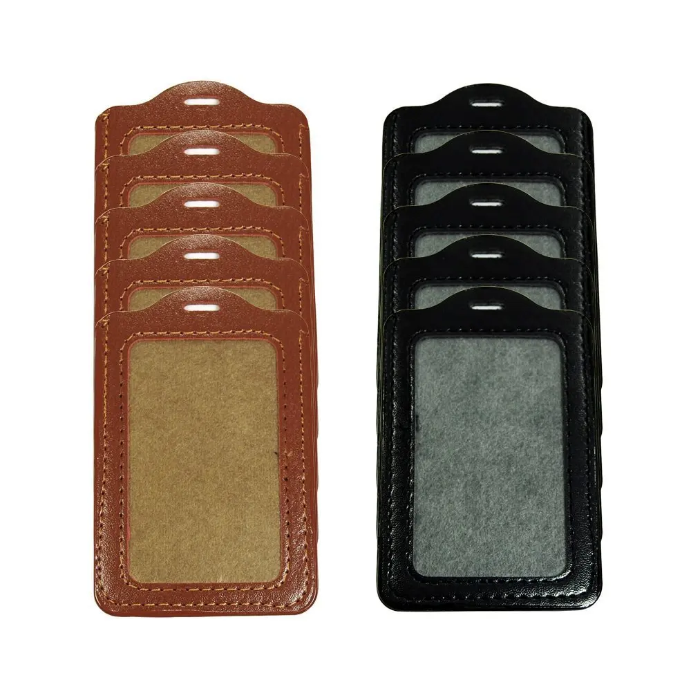 5 черных и коричневых визитных карточек из искусственной кожи с отделением для