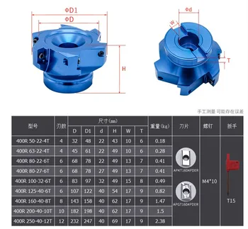 

BAP400R50-22-4T 63mm 80mm 100mm face Mill cutter Shoulder Right Angle Milling Cutter for Aluminium processing