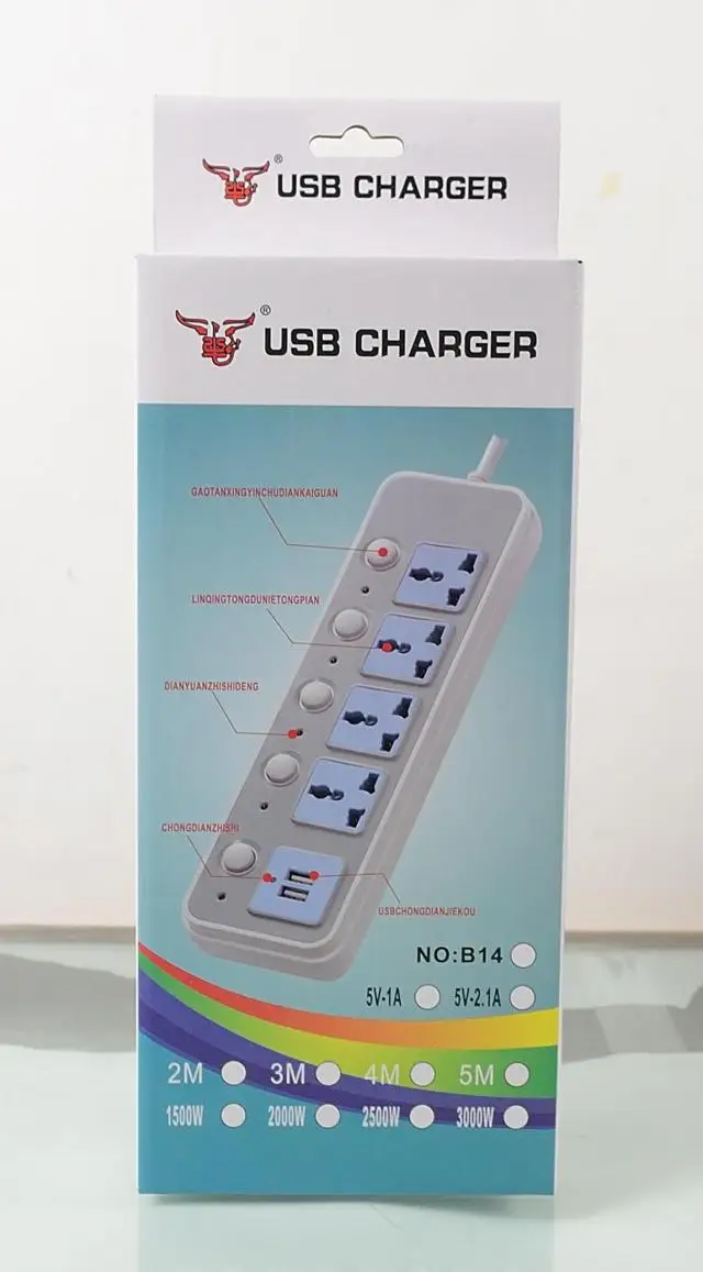 smart Мощность полосы 10 быстрой зарядки 2 USB Расширители Plug 4 Стандартный гнездо адаптера Великобритания ЕСудлинитель 2M