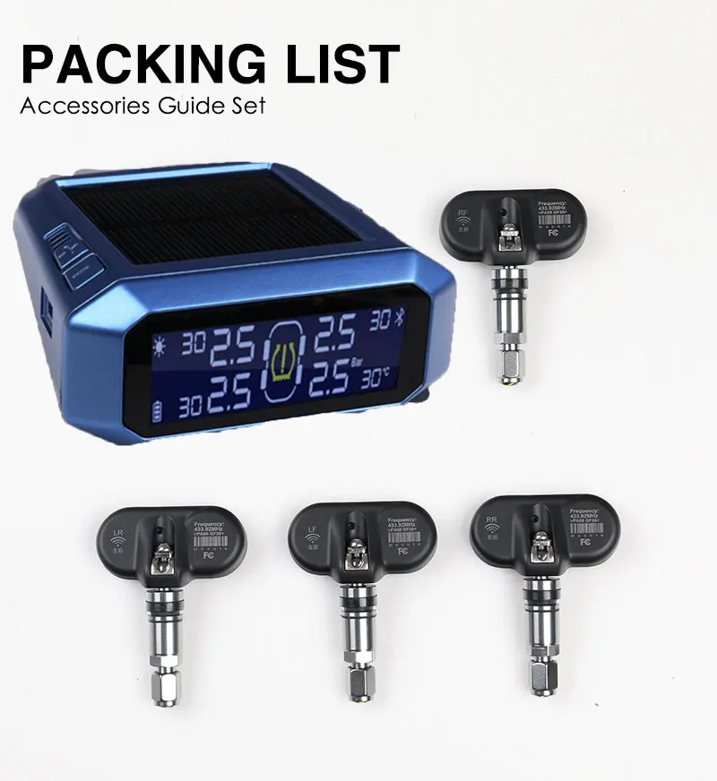 

Profession 12V Wireless Rire Pressure Sensor Monitoring Neumatico Built-In lithium-Ion Battery Car Systems ,4 External Sensors