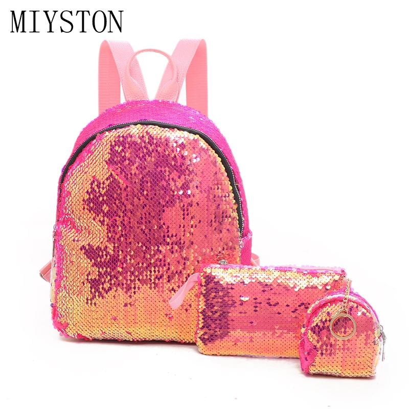 

Sexy Sequins Women Backpack 3 Pcs/set Backpacks For Teenage Girls Female School Shoulder Bag Bagpack Mochila