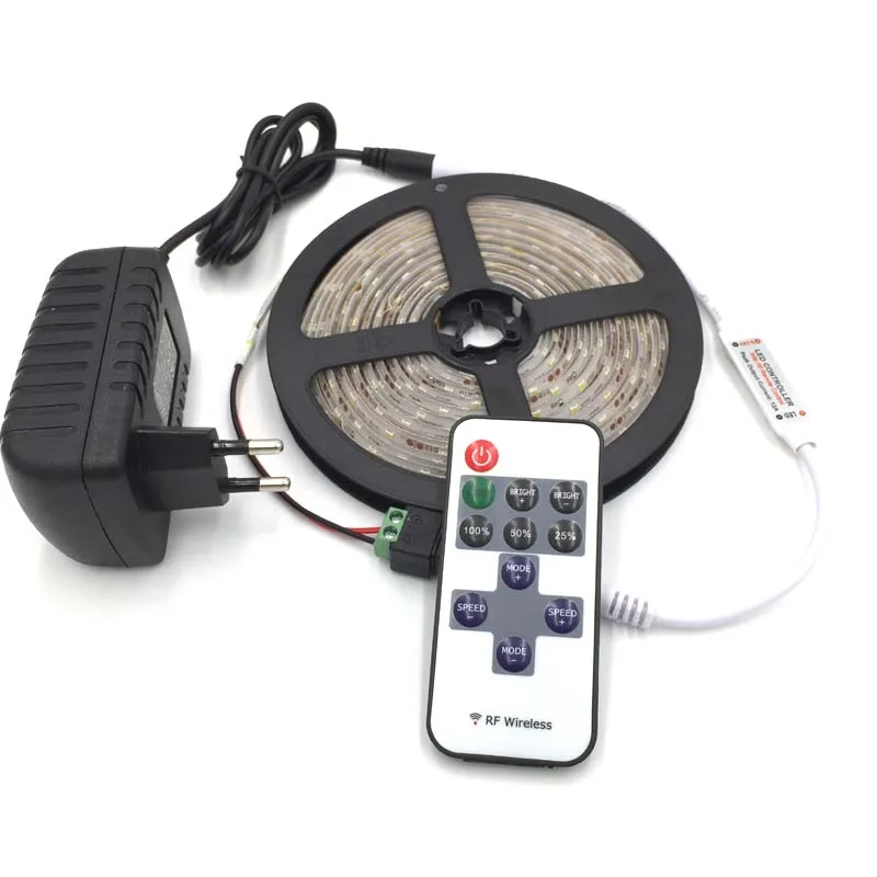 

Waterproof LED Strip 300 leds 5m 2835 led light + 12v2a Power adapter + 11 Keys RF Controller + DC