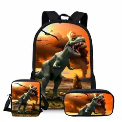 Прохладный динозавр Юрского периода школьная сумка наборы для ухода за кожей подростка обувь мальчиков 3d Студент Дети школьный начальная