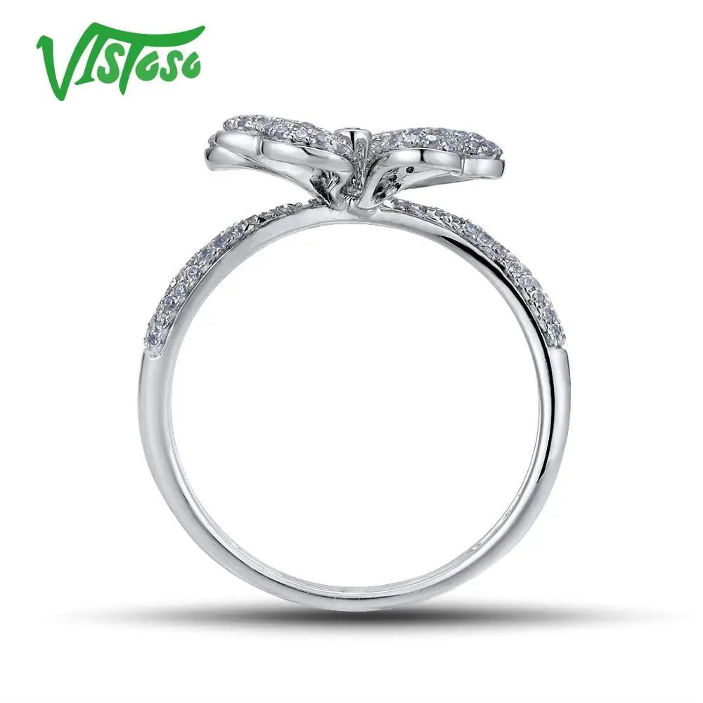 VISTOSO золотые кольца для женщин Подлинная 14 K 585 кольцо из белого золота сверкающие