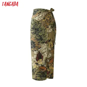 

Tangada Women flower print pencil Skirts beach bow tie mid calf lenght Fashion Ladies Brand Vintage High Waist Skirts XD234