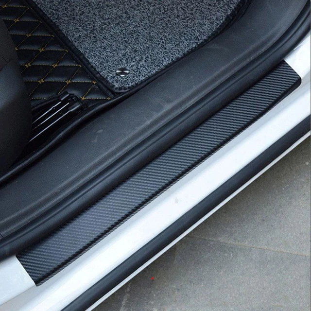4pcs Car Door Sill Protector Door Sill Scuff Plate Carbon Fiber