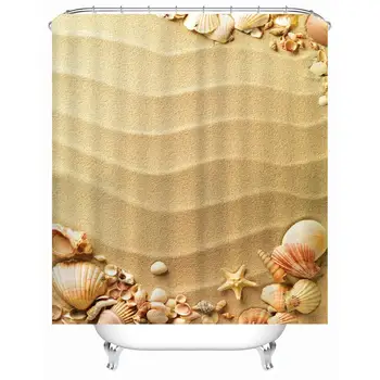 

High Quality Marine Polyester Waterproof Shower Curtain 12pc Hooks Mildew Resistant Bath Curtain Home Bathroom Decor AP11G