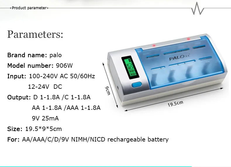 ЖК-дисплей зарядное устройство для AA/AAA/SC/C/D/9 V батарея+ 4 шт nimh 8000 mah аккумуляторная батарея D