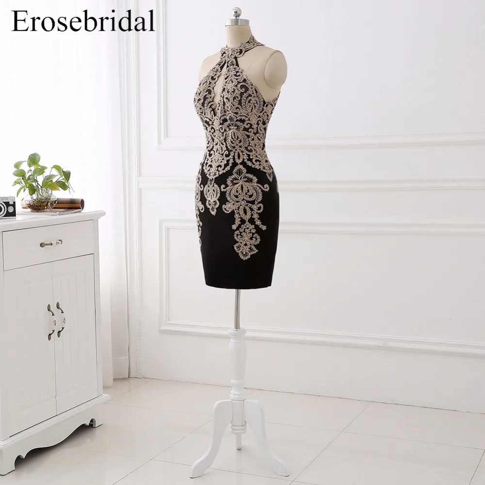 Уникальные черные короткие платья для выпускного вечера Erosebridal 2017 платье с