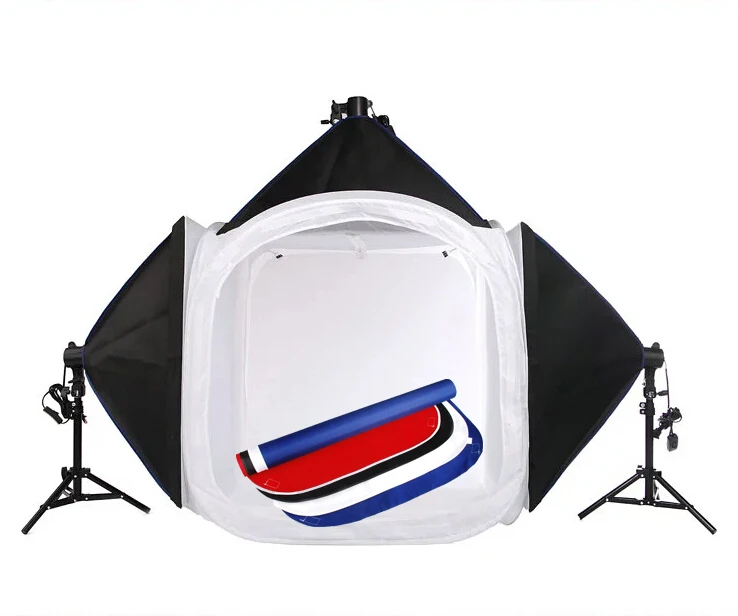 

Photography Photo Studio 35 inches Light tent kit 80X80CM, 30-inch reflective particles tripod softbox 3x3, 4-color background