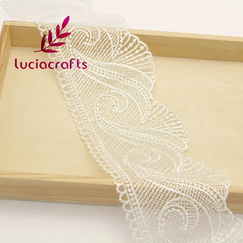 

Lucia crafts 1 yard 7.5cm wide White Lace Trim Exquisite Vintage Gauze Embroidery Lace Decoration Garment Accessories N0406
