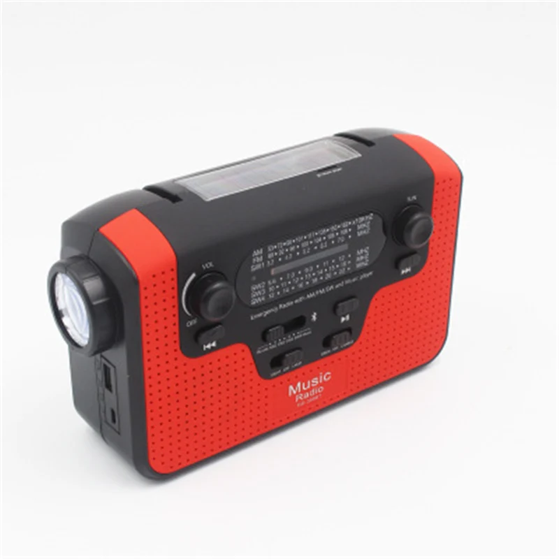 

Emergency Power Flashlight Hand Crank Dynamo Outdoor Solar MuiltiFunction AM/FM Radio Mobile With Phone Bank Torch For Camping