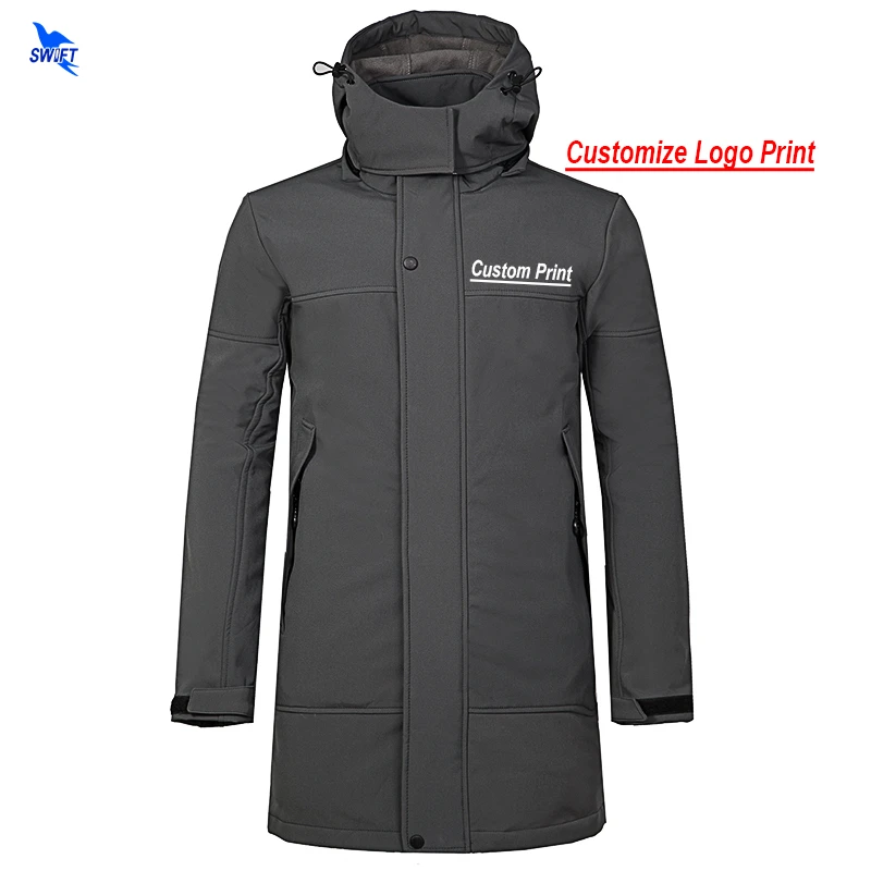 Custom Print 2018 Mens Fleece Hiking Softshell Jacket Long